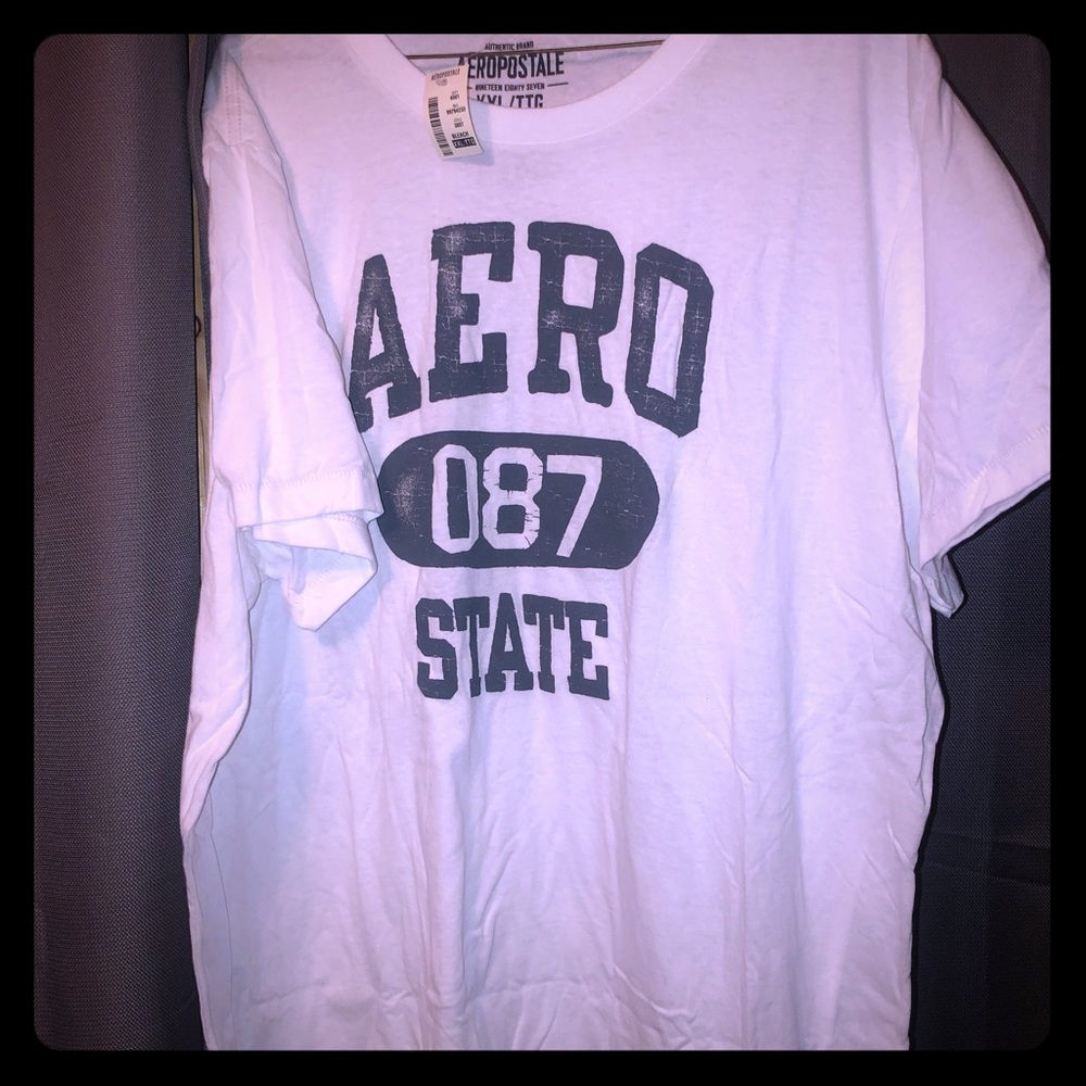 NWT Aeropostale White T with Navy Logo